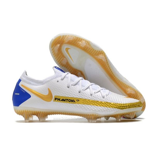 Nike Phantom GT Elite FG Hombre Blanco Oro Azul